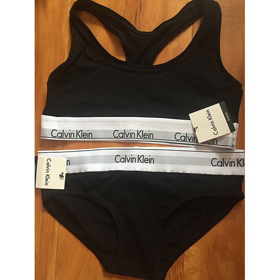 Conjunto Sujetador y Slip Calvin Klein Mujer Blanco Negro